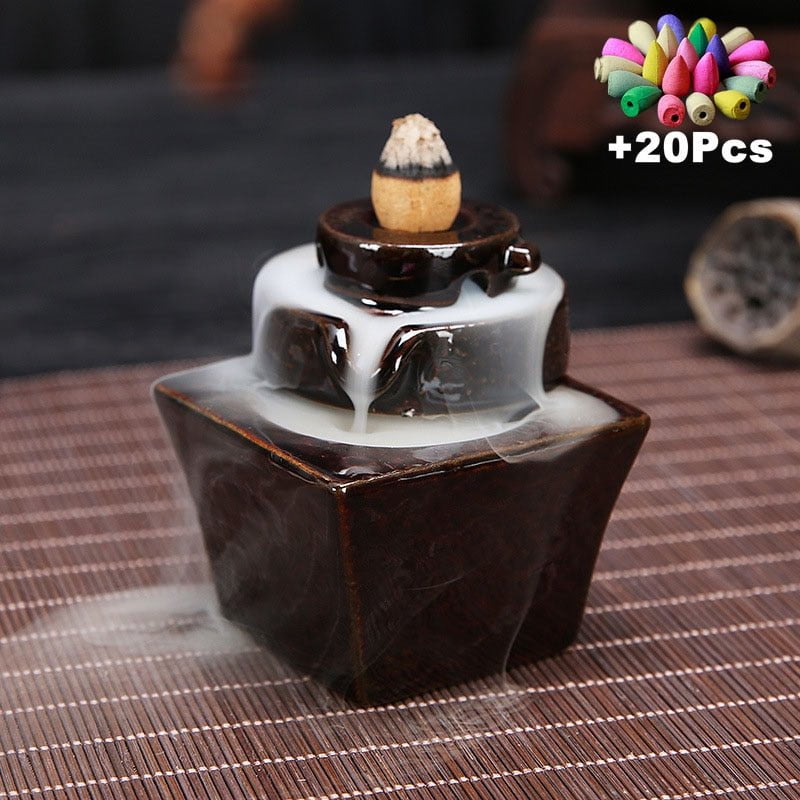 Incense Burner Free 20 cones Creative Home Decor Backflow Stick Incense