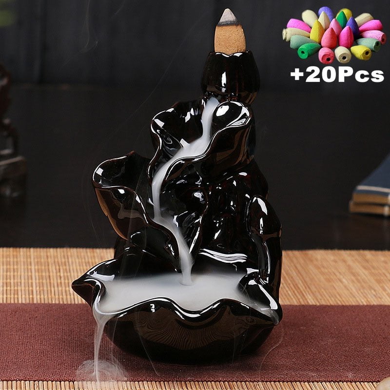 Incense Burner Free 20 cones Creative Home Decor Backflow Stick Incense