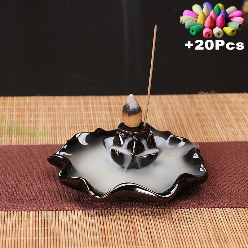 Incense Burner Free 20 cones Creative Home Decor Backflow Stick Incense
