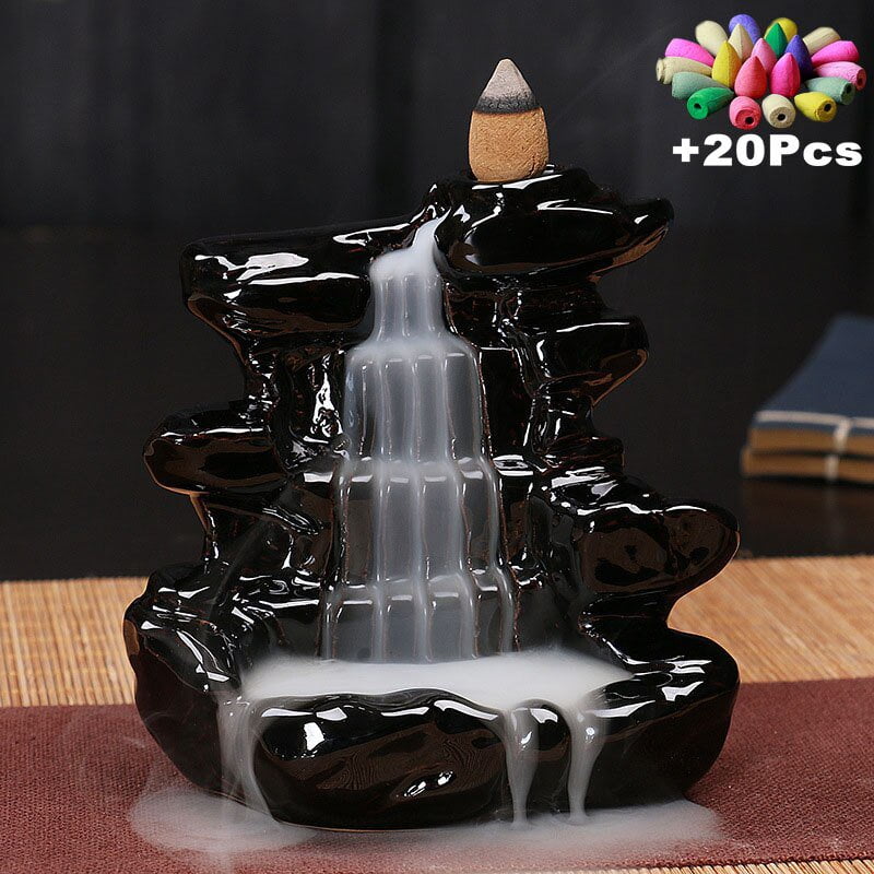 Incense Burner Free 20 cones Creative Home Decor Backflow Stick Incense