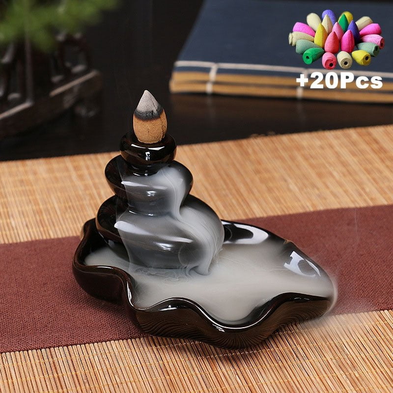 Incense Burner Free 20 cones Creative Home Decor Backflow Stick Incense