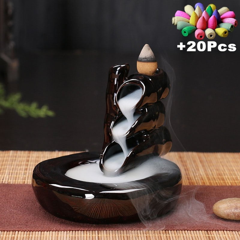 Incense Burner Free 20 cones Creative Home Decor Backflow Stick Incense