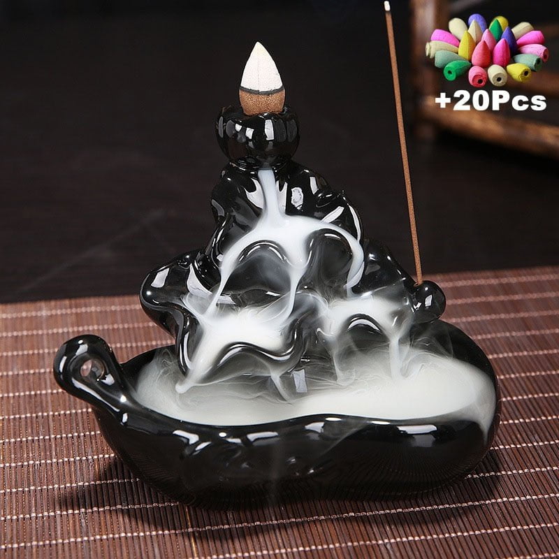 Incense Burner Free 20 cones Creative Home Decor Backflow Stick Incense