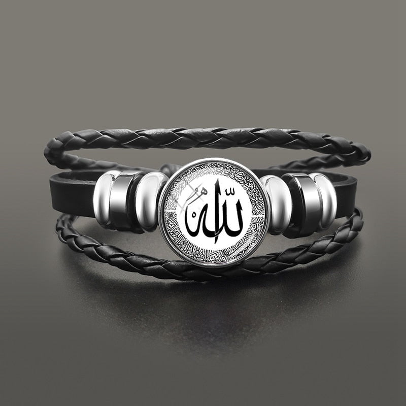Sleek Tribal Leather Allah Bracelet