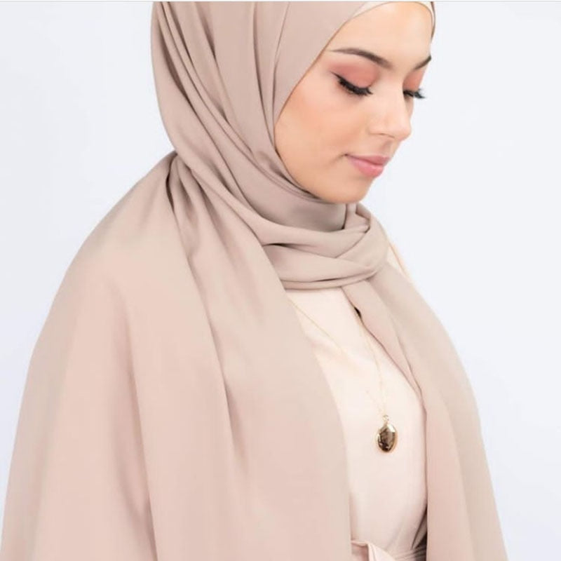 Solid Colored Long Shawl -  Hijab