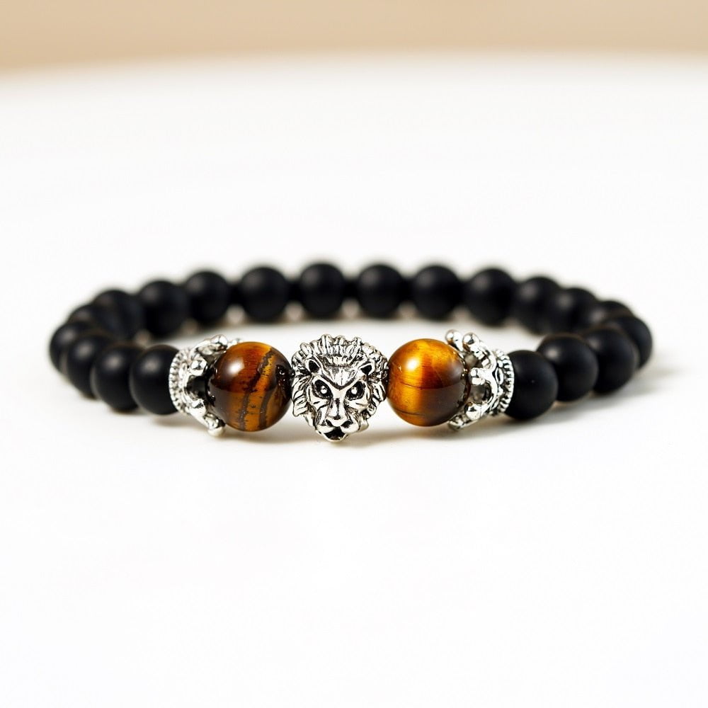 Bracelet Crown Lion Head Bracelet Quality Tiger Eye Stone
