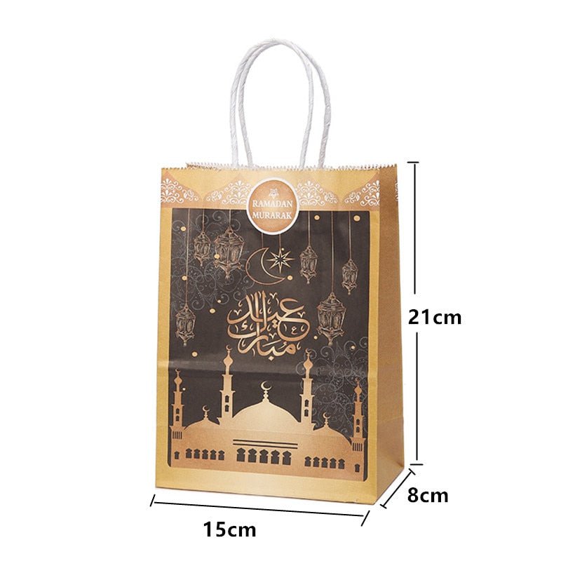 12Pcs Small Eid Mubarak Gift Box Kraft Paper Bags