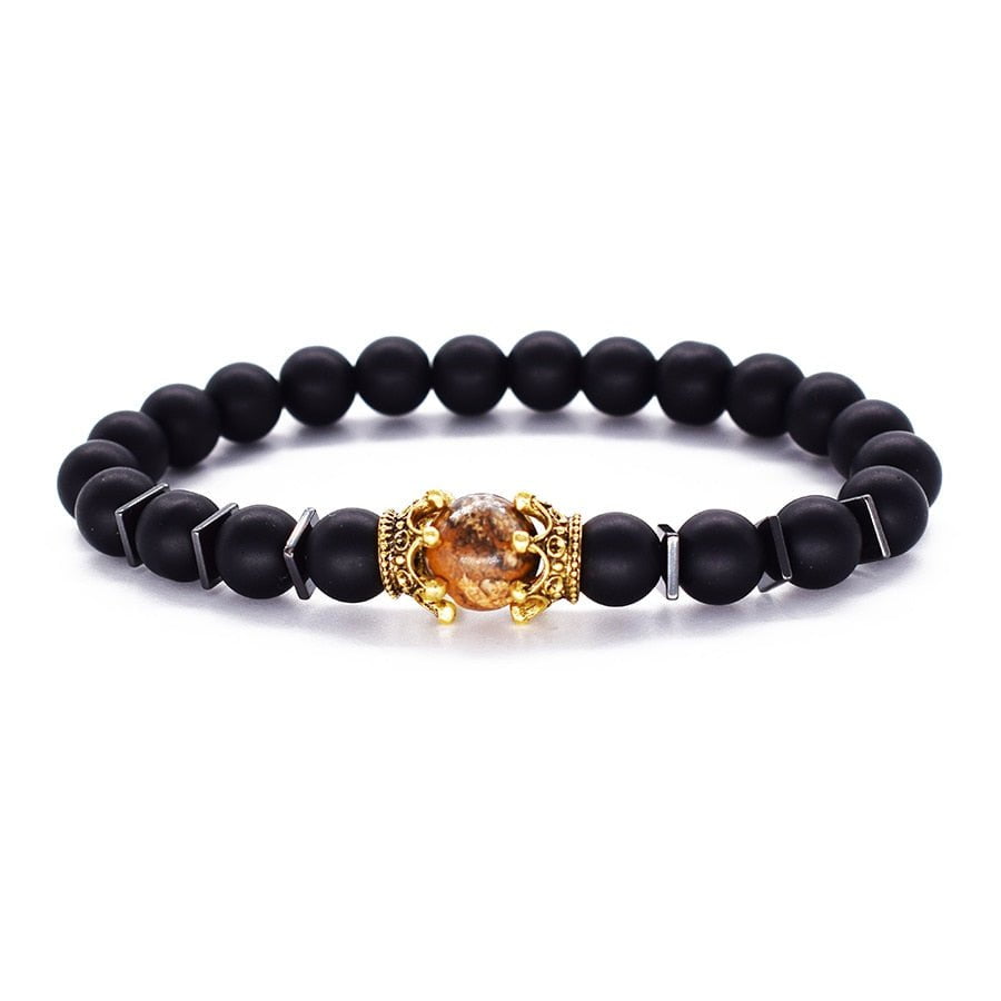 Bracelet Crown Lion Head Bracelet Quality Tiger Eye Stone