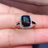 HANDMADE BLACK OPAL SILVER RING FOR WOMEN