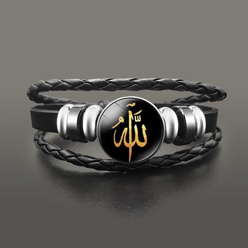 Sleek Tribal Leather Allah Bracelet