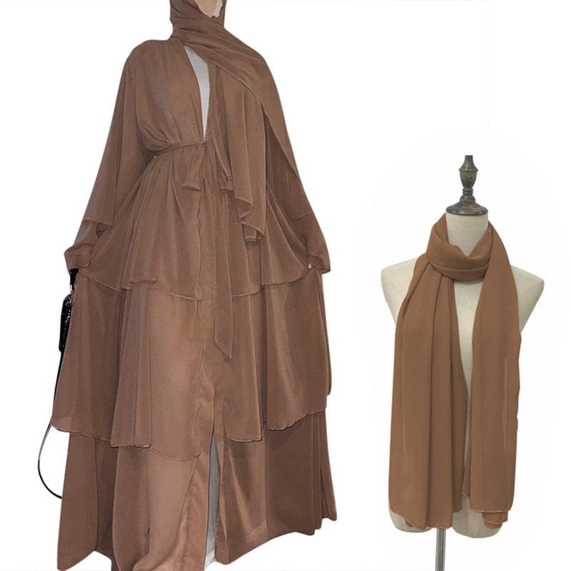The Classic Feathered Chiffon Abaya For Women
