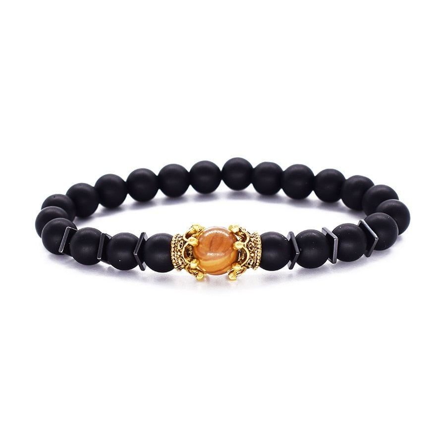 Bracelet Crown Lion Head Bracelet Quality Tiger Eye Stone