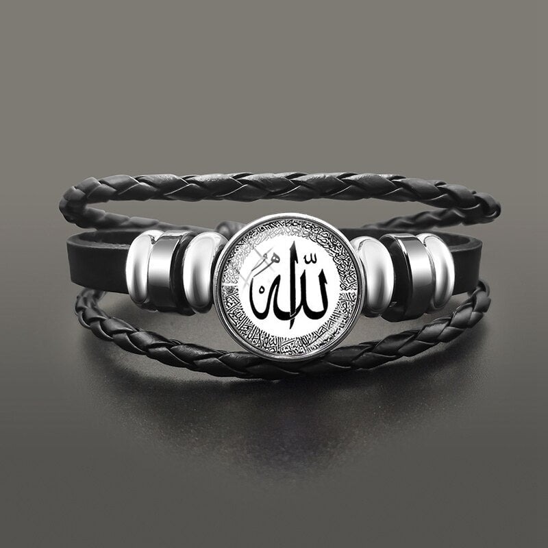 Sleek Tribal Leather Allah Bracelet
