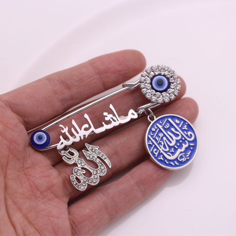 Mashallah in Arabic Turkish Evil Eye Brooch Baby Pin