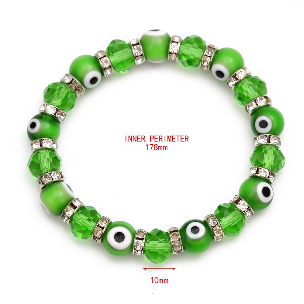 EVIL EYE Glass Bead Strand Bracelet Green Black Red Blue Turkish