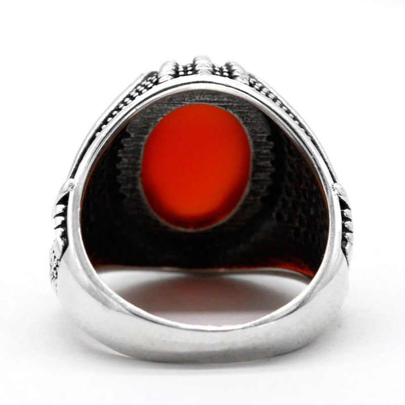 Crimson Aqiq Turkish Sunnah Ring for Men