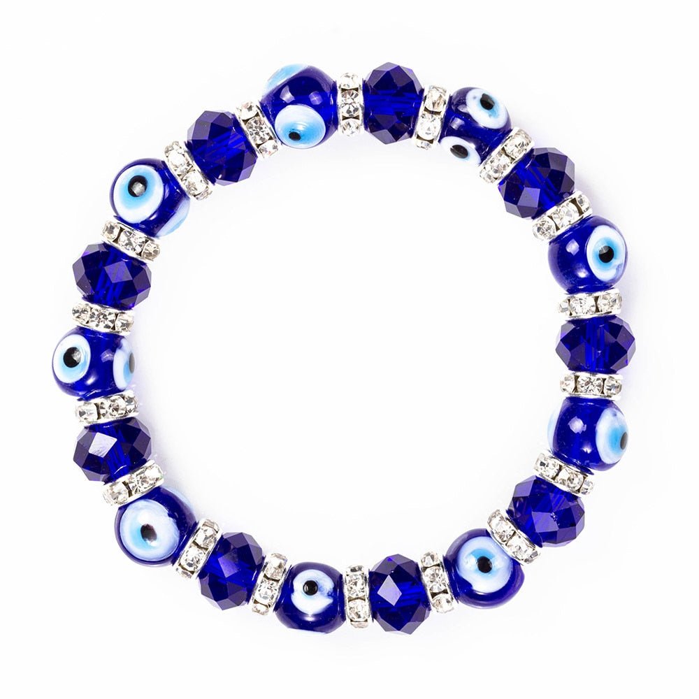 EVIL EYE Glass Bead Strand Bracelet Green Black Red Blue Turkish