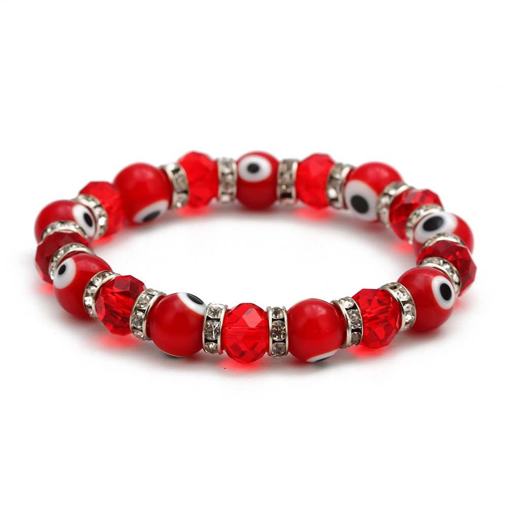 EVIL EYE Glass Bead Strand Bracelet Green Black Red Blue Turkish