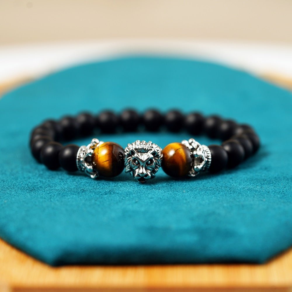 Bracelet Crown Lion Head Bracelet Quality Tiger Eye Stone