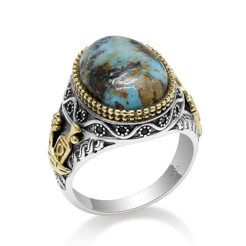 Vintage Sterling Silver Turquoise Ring for Men