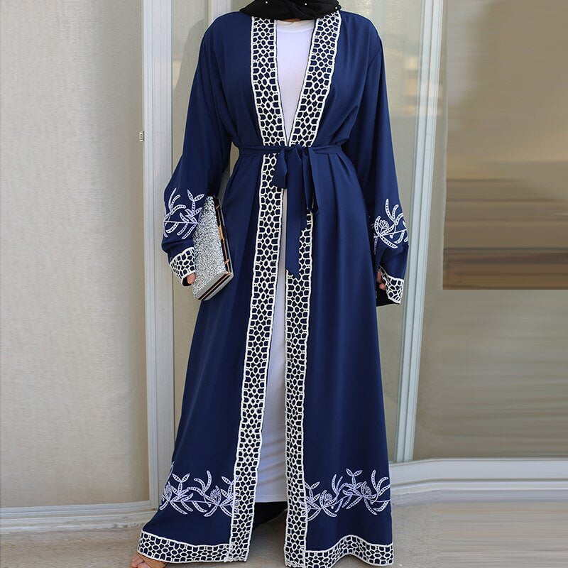 Middle Eastern Embroidered Cardigan Abaya For Women