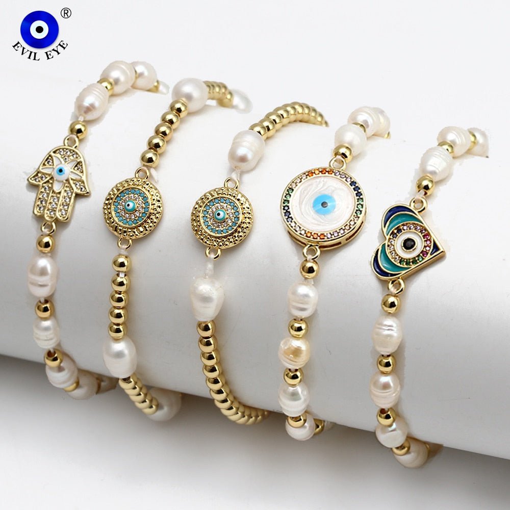 Hand-made Evil Eye Pearl Bracelets