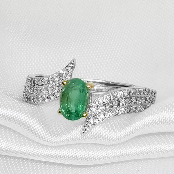 Turkish Emerald Gemstone Ring for Women