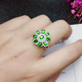 HAND CRAFTED STERLING NATURAL DIOPSIDE STERLING RING FOR WOMEN