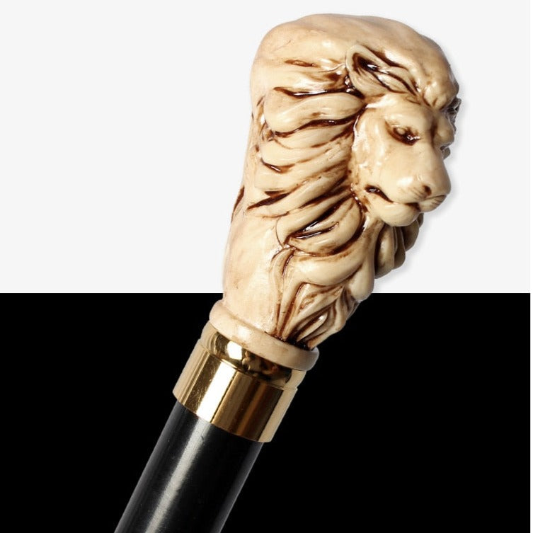Retro Lion-Head Resin Handle Decorative stick