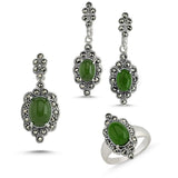 HANDMADE MARCASITE STERLING EARRINGS & RING SET FOR WOMEN