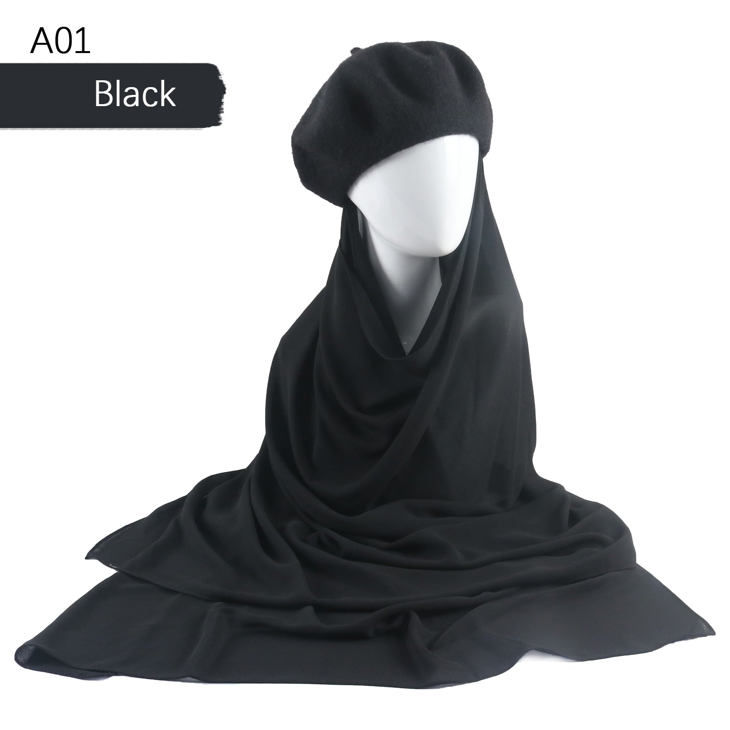 French Beret with Chiffon Hijab