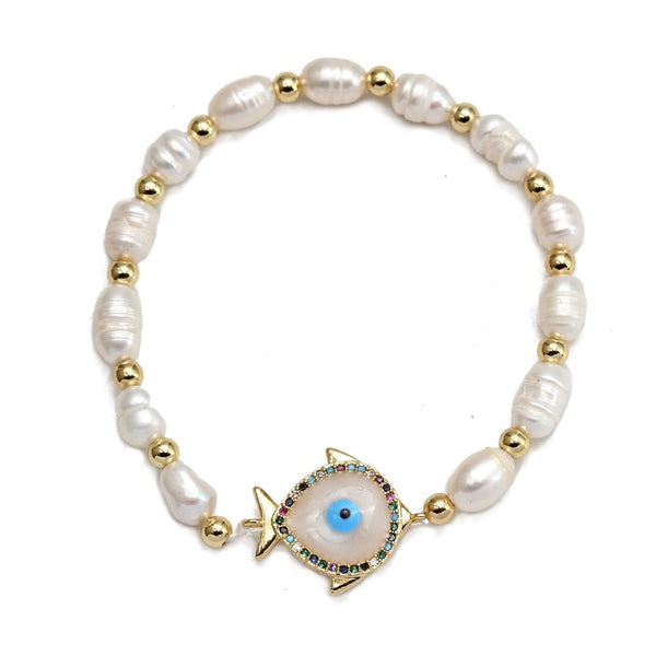 Hand-made Evil Eye Pearl Bracelets