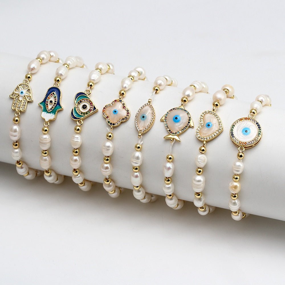 Hand-made Evil Eye Pearl Bracelets