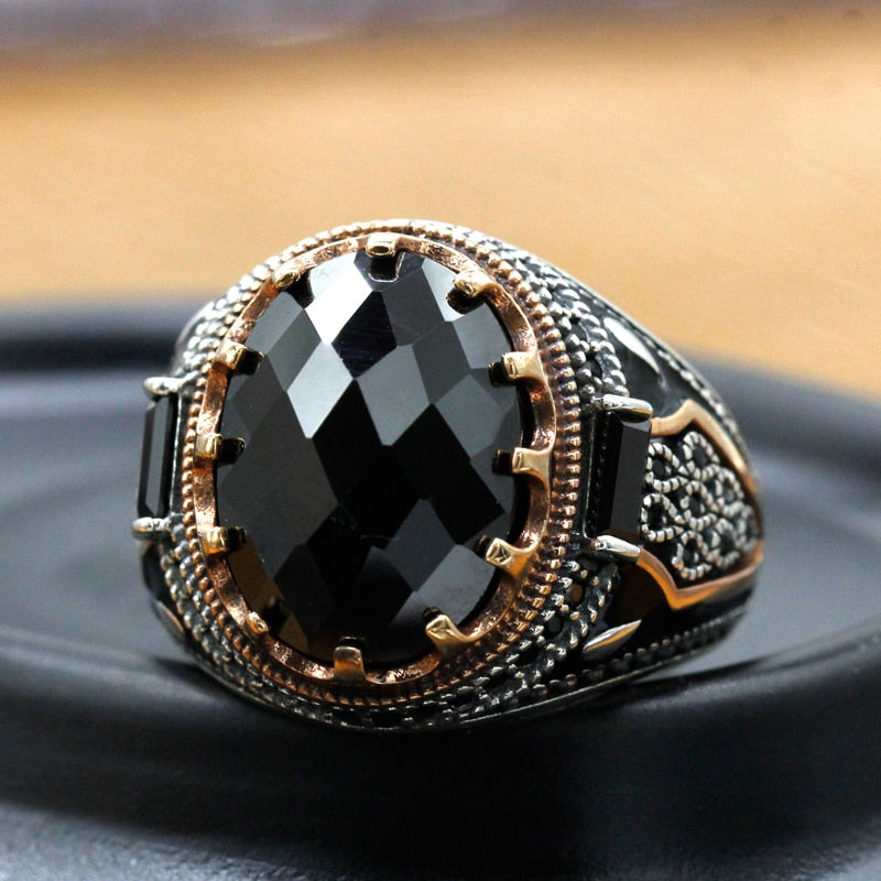 Dazzling Black Zirconia Turkish Ring for Women