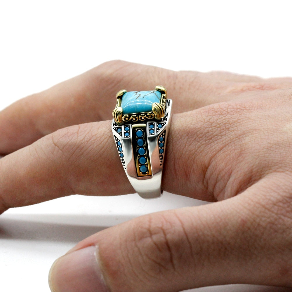 Vintage Turkish Turquoise Ring for Men