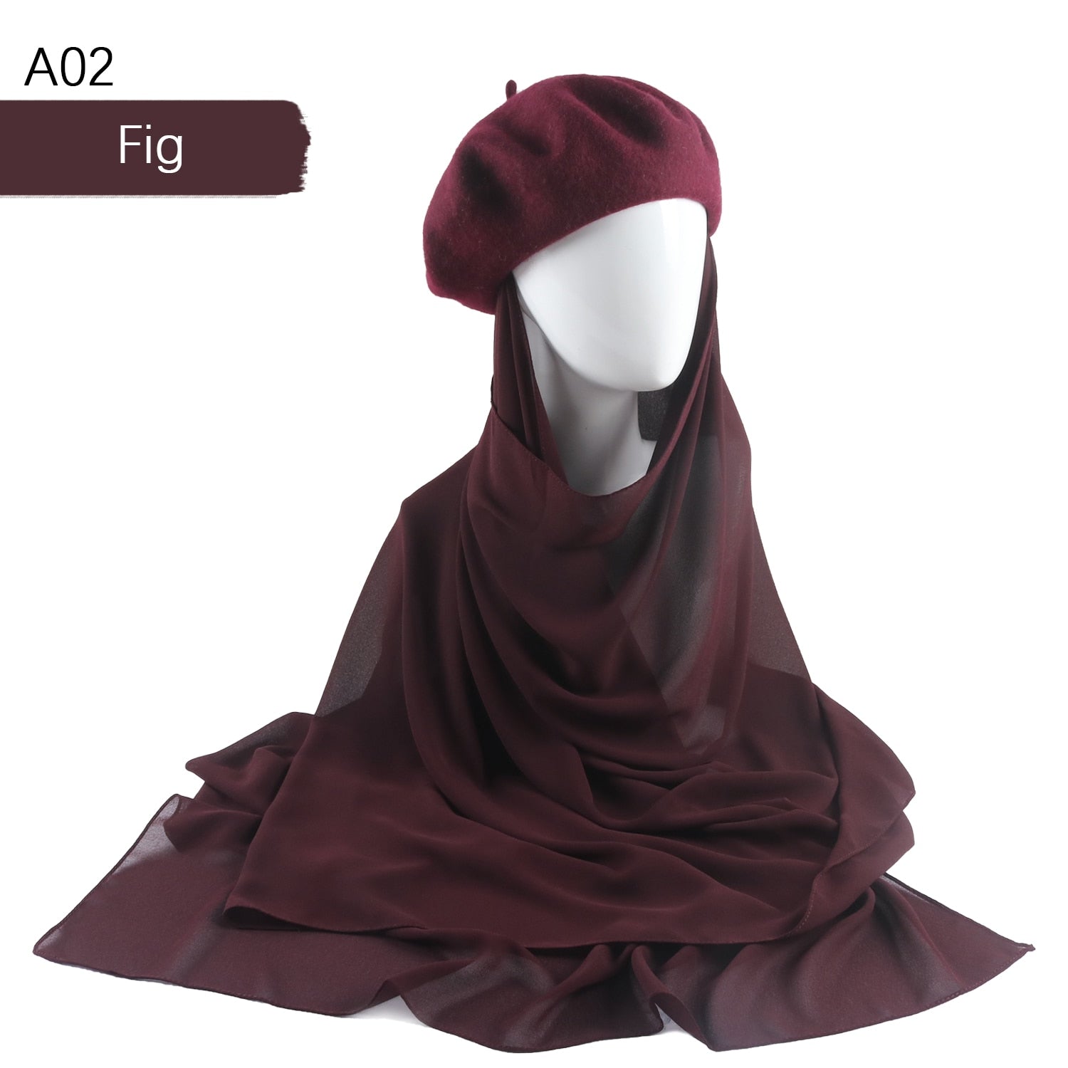 French Beret with Chiffon Hijab