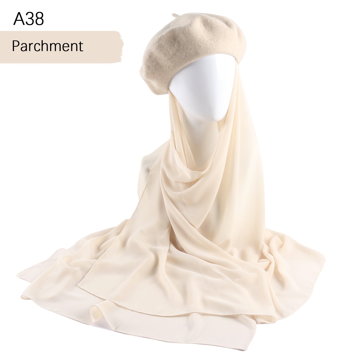 French Beret with Chiffon Hijab