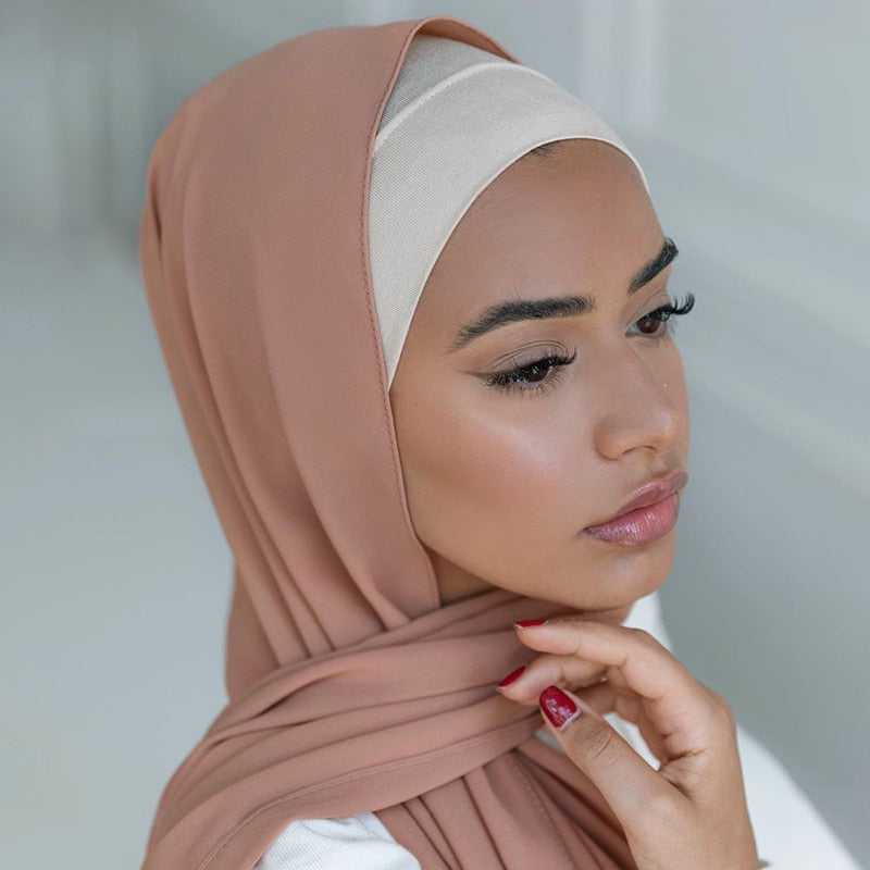 Solid Colored Long Shawl -  Hijab