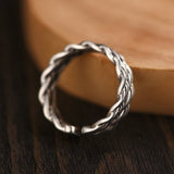 Vintage Thai Silver Braided Ring For Men And Women