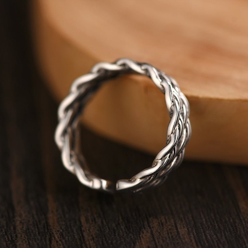 Vintage Thai Silver Braided Ring For Men And Women