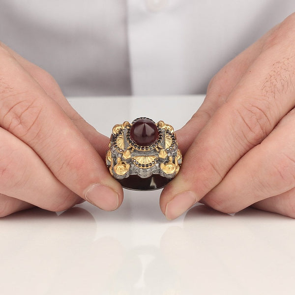 UNIQUE HANDMADE STERLING TURKISH MOSQUE RING FOR MEN