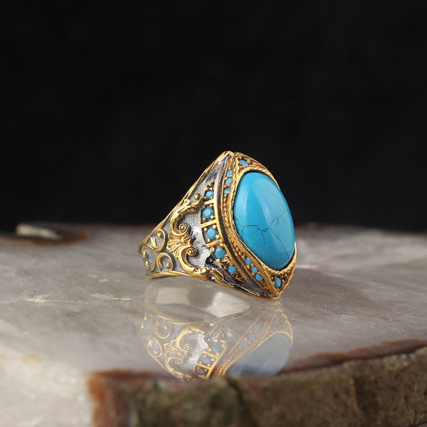 Turkish Plated Turquoise Sunnah Ring for Men