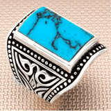 HANDMADE STERLING TURQUOISE/ONYX TURKISH RING FOR MEN