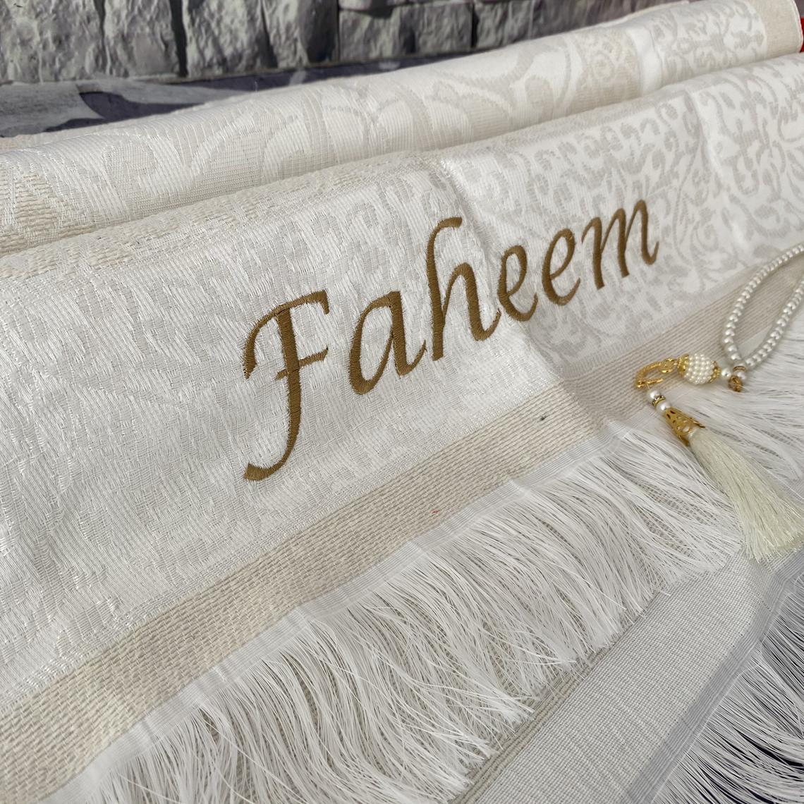 Prayer Mat With Name Personalized Prayer Rug Tasbeh Set