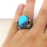 HAND CRAFTED STERLING TURQUOISE TURKISH RING FOR MEN Eagle