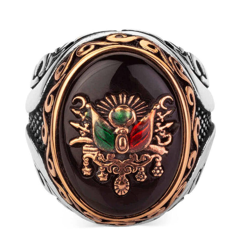 Handmade Vintage Ottoman Coat of Arms Turkish Ring for Men
