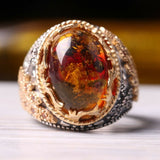 HANDMADE STERLING AMBER TURKISH RING FOR MEN