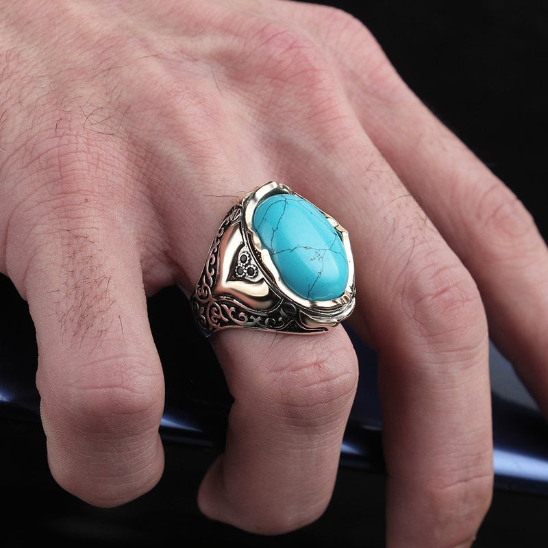 Turquoise Sterling Silver Turkish Ring for Men