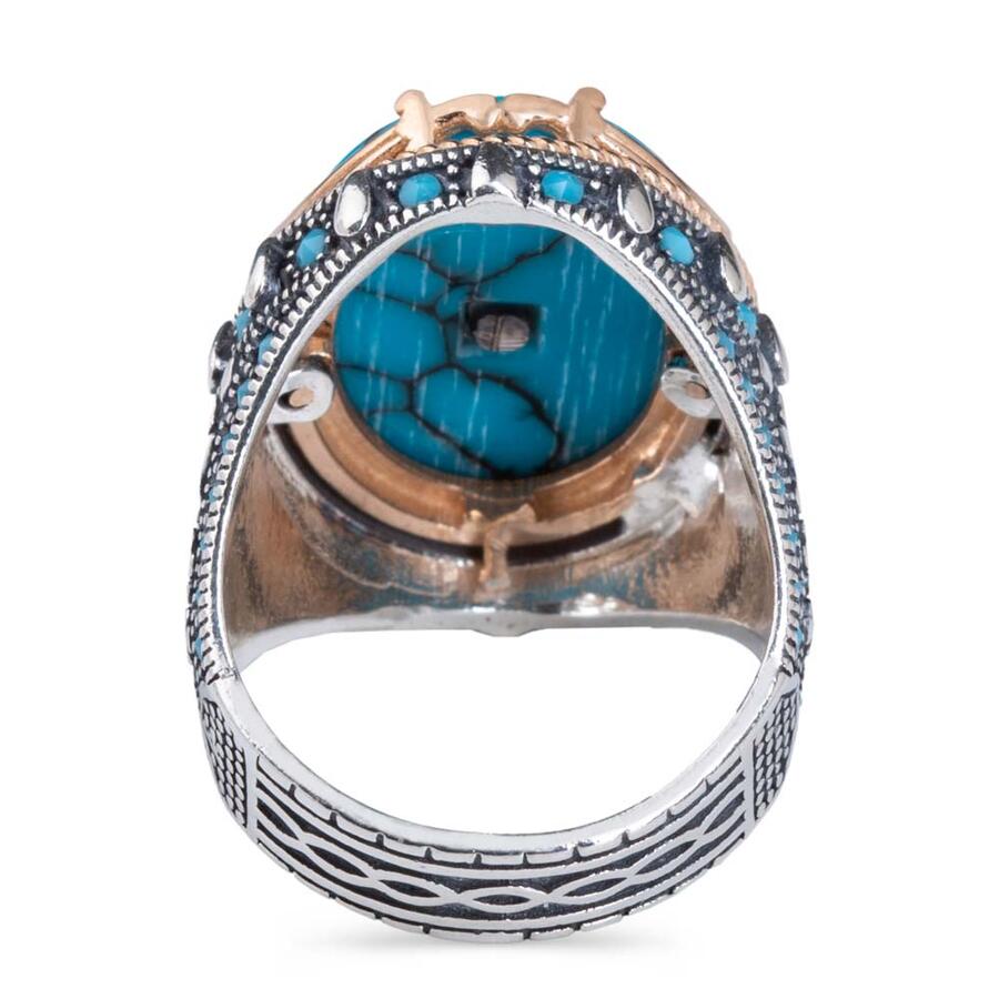 HANDMADE STERLING TURKISH TURQUOISE RING FOR MEN
