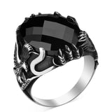 HANDMADE STERLING SILVER ZIRCON TURKISH EAGLE RING FOR MEN